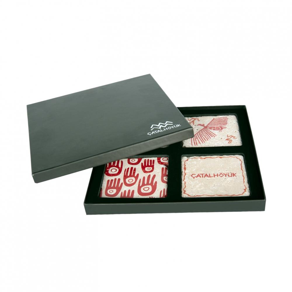 Çatalhöyük Koleksiyonu Traverten Bardak Altlığı